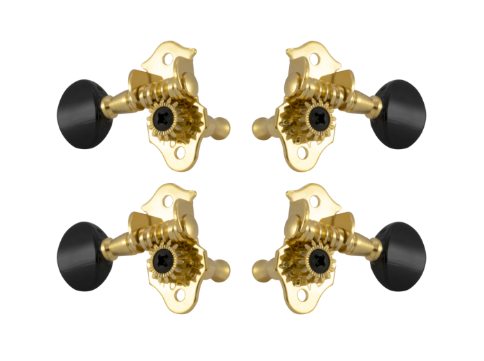 Grover Sta-Tite Ukulele 9 Series Gold Pegs Set of 4 - Black Buttons
