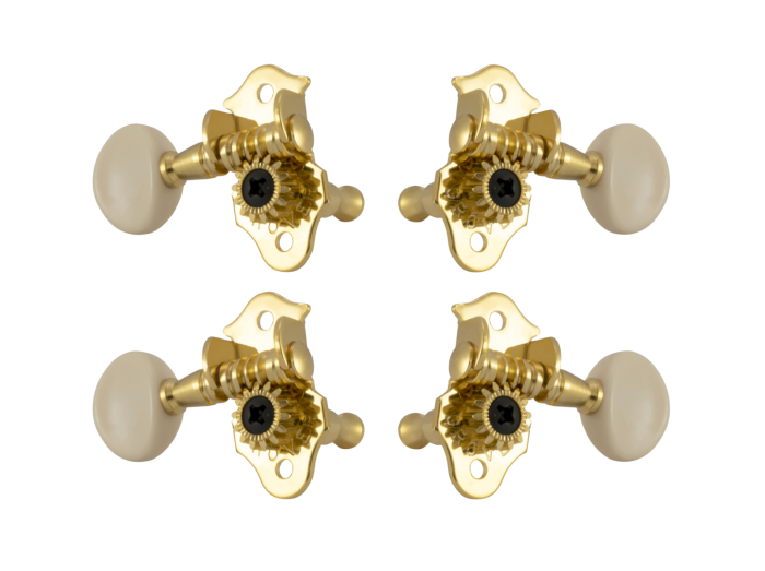 Grover Sta-Tite Ukulele 9 Series Gold Pegs Set of 4 - White Buttons