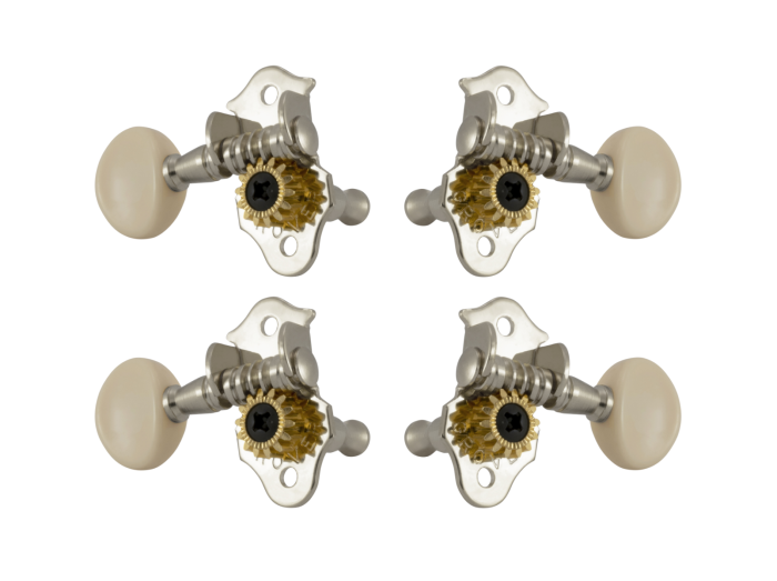 Grover Sta-Tite Ukulele 9 Series Nickel Pegs Set of 4 - White Buttons