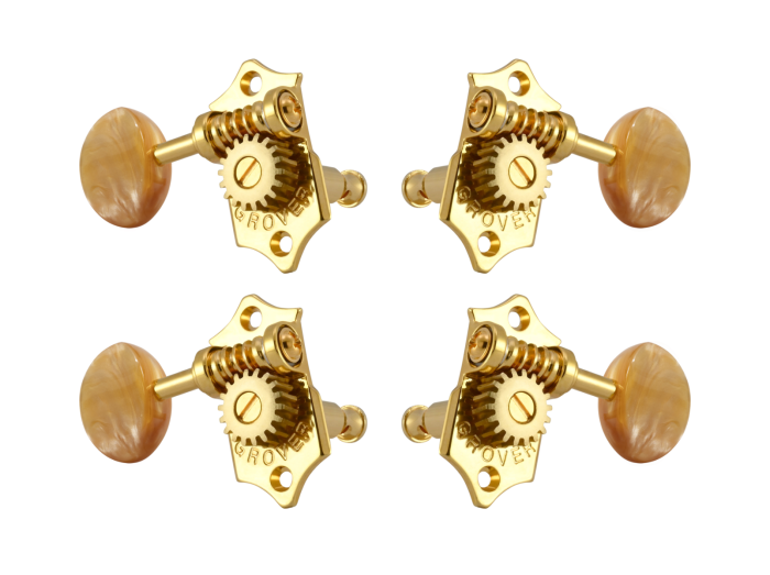 Grover Sta-Tite 18.1 Gear Ratio U98-18 Series Ukulele Pegs Gold Set 2+2 - Acrylic Buttons