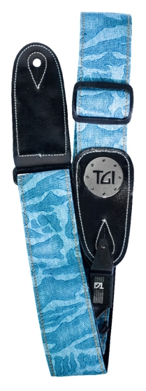 TGI Guitar Strap Woven Blue Camo Grey Buckle