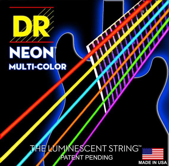 DR Strings Neon Multi-Colour Electric Heavy