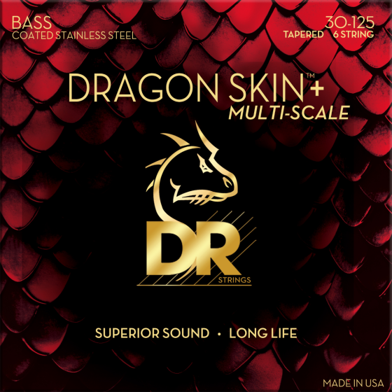 DR Strings Dragon Skin+ Coated Stainless Steel Bass Medium Multi Scale - 6 String