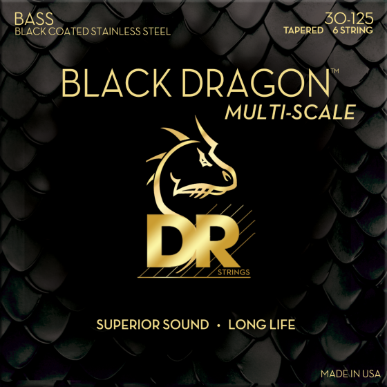 DR Strings Black Dragon Coated Stainless Steel Bass Medium Multi Scale - 6 String