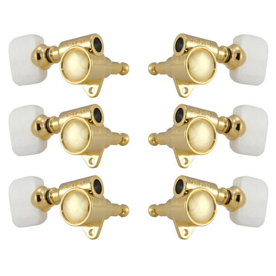 Grover Original Milk Bottle Style Rotomatics 120V Series Gold Set 3+3 - Pearloid Buttons