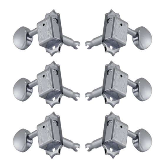 Grover Deluxe 133 Series Chrome Set 3+3 - Metal Buttons