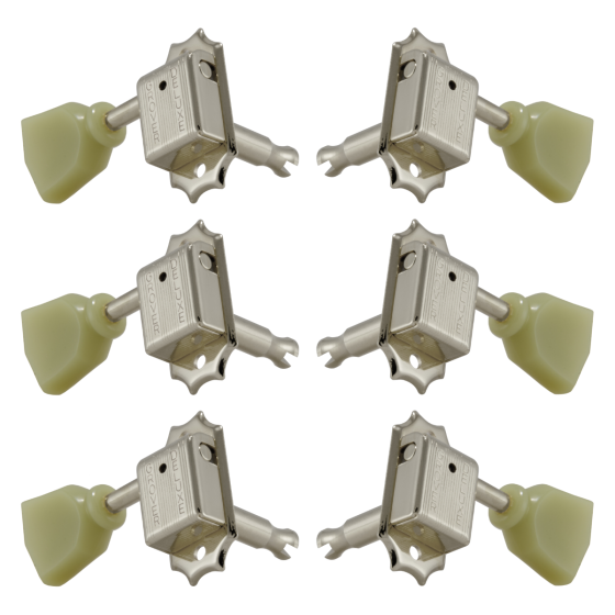 Grover Deluxe 133 Series Nickel Set 3+3 - Plastic Keystone Buttons