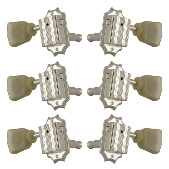 Grover Vintage 135 Series Nickel Set 3+3 - Plastic Keystone Buttons