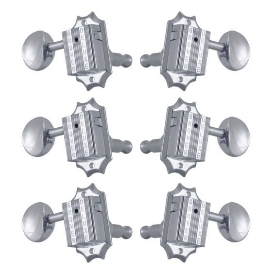 Grover Vintage Deluxe 136 Series Chrome Set 3+3 - Metal Buttons