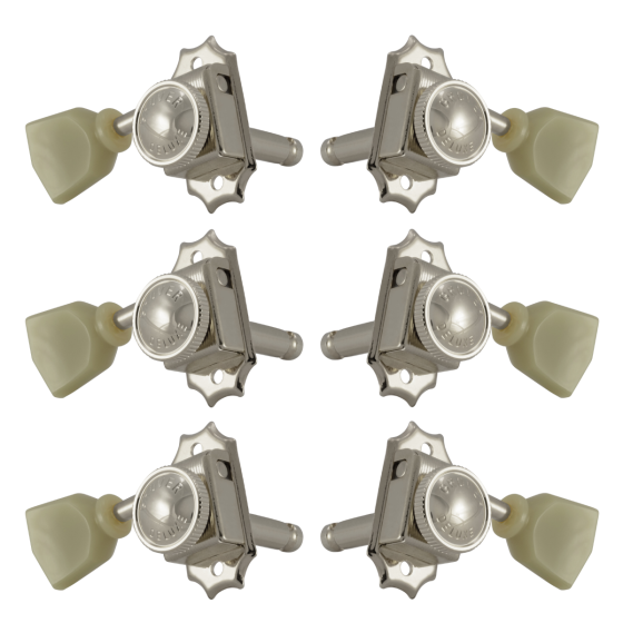 Grover Roto-Grip Locking Vintage 533 Series Nickel Set 3+3 - Plastic Keystone Button