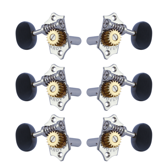 Grover Sta-Tite 18:1 Horizontal 97 Series Chrome Set 3+3 - Ebony Buttons