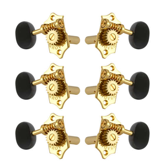 Grover Sta-Tite 18:1 Horizontal 97 Series Gold Set 3+3 - Ebony Buttons