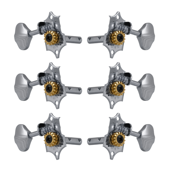 Grover Sta-Tite Horizontal 97 Series Chrome Set 3+3 - Butter Bean Buttons