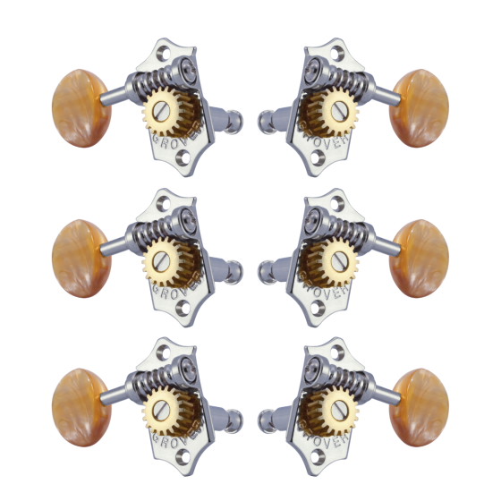 Grover Sta-Tite 18:1 Vertical 97 Series Chrome Set 3 + 3 - Acrylic Buttons