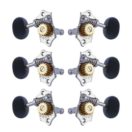 Grover Sta-Tite 18:1 Vertical 97 Series Chrome Set 3 + 3 - Ebony Buttons