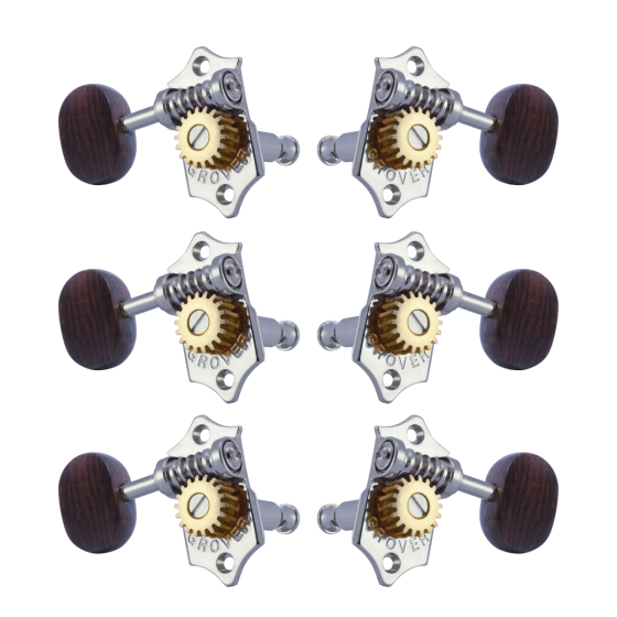 Grover Sta-Tite 18:1 Vertical 97 Series Chrome Set 3 + 3 - Rosewood Buttons