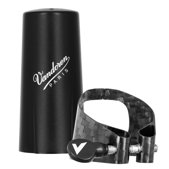 Vandoren Ligature & Cap Clarinet Bb Carbon. Black Hardware. Plastic Cap 