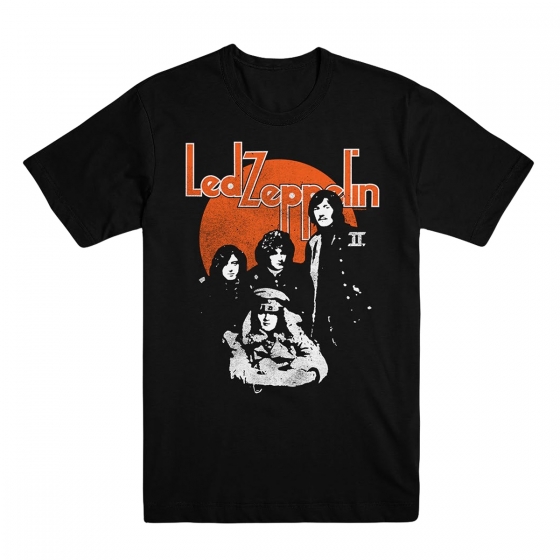 Led Zeppelin T-Shirt Large - Orange Circle Black